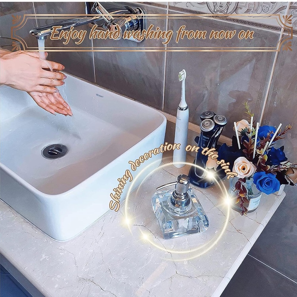 Crystal Soap Dispenser with Silver Pump. HEAVY CRYSTAL. Used one month - Picture 2 of 11